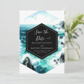 Cliff Ocean Nautical Wedding Save The Date (Stehend Vorderseite)