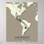 Cliff Swallow Migration Map - Minimalistisch Vinta Poster (Vorne)