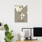 Cliff Swallow Migration Map - Minimalistisch Vinta Poster (Heimbüro)