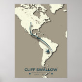 Cliff Swallow Migration Map - Minimalistisch Vinta Poster (Vorne)