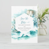 Cliff Typografy Nautical Wedding Save The Date (Stehend Vorderseite)