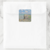 Cliff Walk bei Pourville Monet Quadratischer Aufkleber (Tasche)