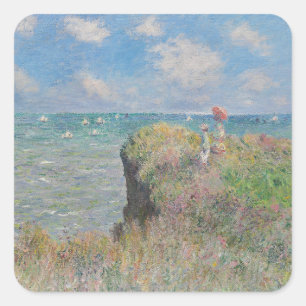 Cliff Walk bei Pourville Monet Quadratischer Aufkleber