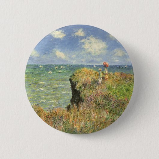 Cliff Walk in Pourville von Claude Monet Button (Vorderseite)