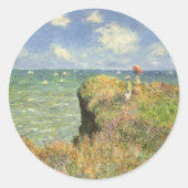 Cliff Walk in Pourville von Claude Monet Runder Aufkleber (Vorderseite)