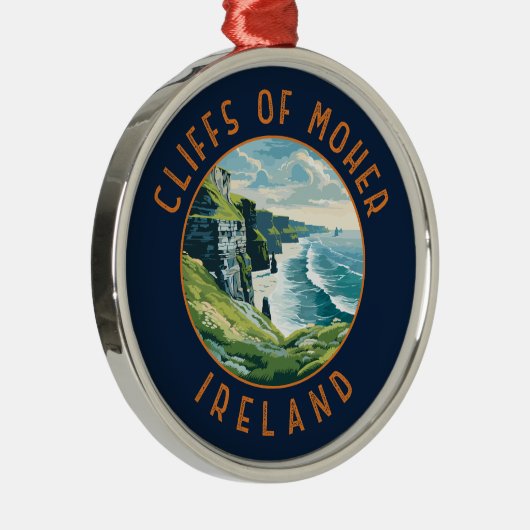Cliffs of Moher Ireland Retro Distressed Circle Ornament Aus Metall (Rechts)