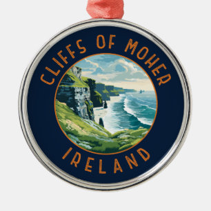 Cliffs of Moher Ireland Retro Distressed Circle Ornament Aus Metall