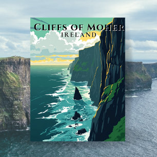 Cliffs of Moher Ireland Retro Landschaftsreise Postkarte
