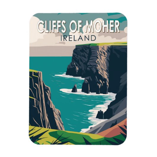 Cliffs of Moher Ireland Travel Art Vintag Magnet (Vertikal)
