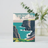Cliffs of Moher Ireland Travel Art Vintag Postkarte (Stehend Vorderseite)