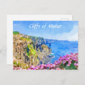 Cliffs of Moher Ireland Watercolor Postcard Postkarte (Vorne/Hinten)