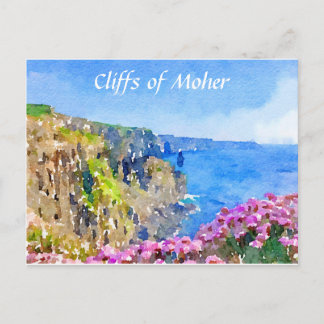 Cliffs of Moher Ireland Watercolor Postcard Postkarte