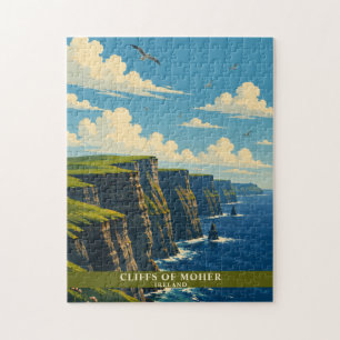 Cliffs of Moher Irland County Clare Retro Reise Puzzle