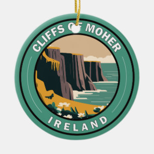 Cliffs of Moher Irland Florale Reise Kunst Vintage Keramik Ornament