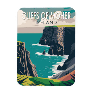 Cliffs of Moher Irland Reise Kunst Vintage Magnet
