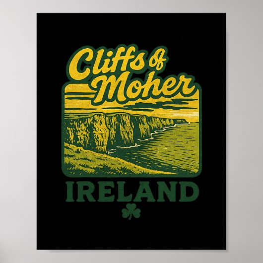 Cliffs Of Moher Irland Retro-Urlaubslandmarke So Poster (Vorne)