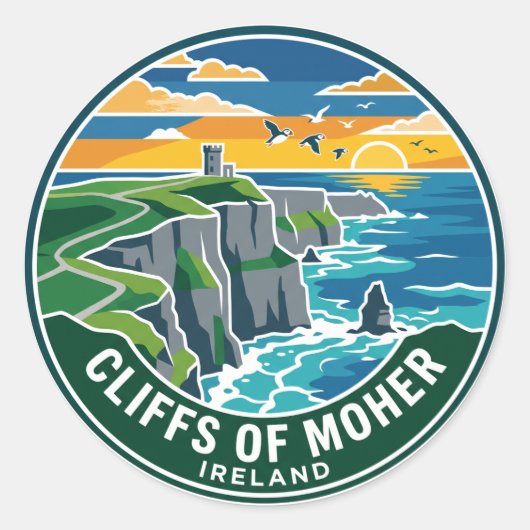 Cliffs of Moher Irland Runder Aufkleber (Vorderseite)