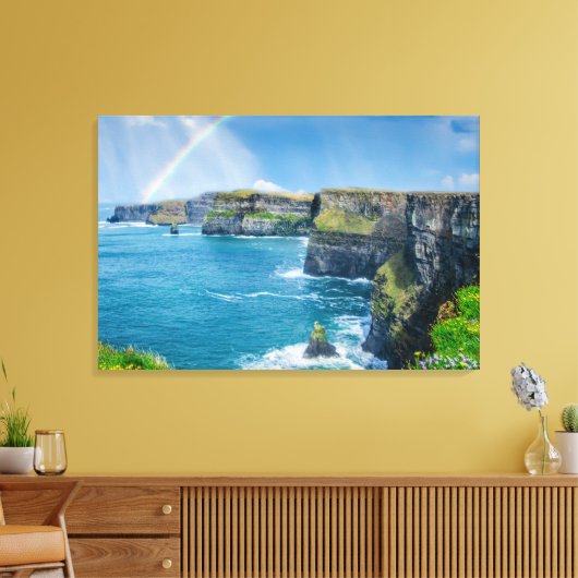 Cliffs of Moher Rainbow, Irland Leinwanddruck (Insitu (Wohnzimmer))