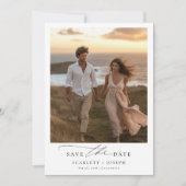 Cliffside Beach Calligraphy Wedding Foto Save The Date (Vorderseite)