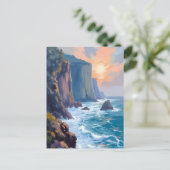 Cliffside Cove | Küsten-Ozean-Aquarellmalerei Postkarte (Stehend Vorderseite)
