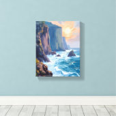 Cliffside Cove | Wasserfarbenmalerei der Küstengew Leinwanddruck (Insitu (Holzboden))