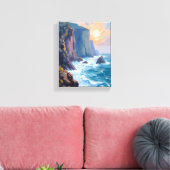Cliffside Cove | Wasserfarbenmalerei der Küstengew Leinwanddruck (Insitu (Wohnzimmer))