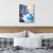Cliffside Cove | Wasserfarbenmalerei der Küstengew Leinwanddruck (Insitu (Schlafzimmer))