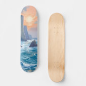 Cliffside Cove | Wasserfarbenmalerei der Küstengew Skateboard (Vorderseite)