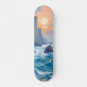 Cliffside Cove | Wasserfarbenmalerei der Küstengew Skateboard (Vorne)
