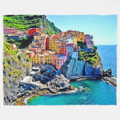 Cliffside Dreams: Manarolas Farben Fleecedecke (Vorderseite (Horizontal))