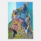 Cliffside Dreams: Manarolas Farben Geschirrtuch (Vertikal)