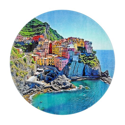 Cliffside Dreams: Manarolas Farben Schneidebrett (Vorderseite)