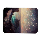 Cliffside Night Fantasy Landscape Sci-Fi Magnet (Horizontal)