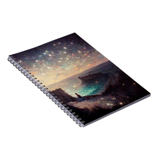 Cliffside Night Fantasy Landscape Sci-Fi Notizblock (Rechte Seite)