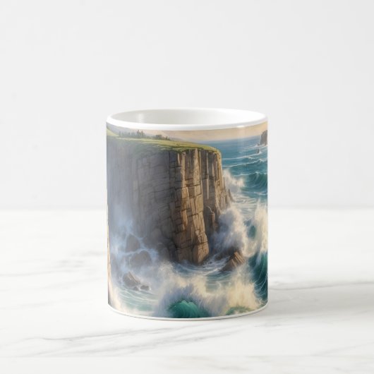 Cliffside Ocean Waves Coastal Landscape Coffee Mug Kaffeetasse (Mittel)