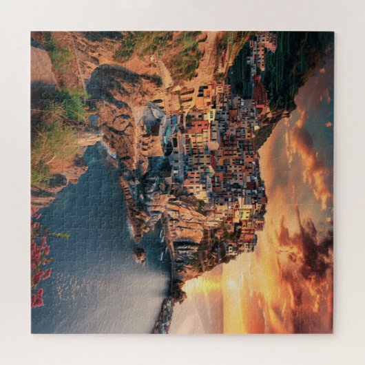 Clifftop Coastline mit Sonnenuntergang Puzzle (Horizontal)