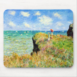 Clifftop Spaziergang in Pourville von Claude Monet Mousepad