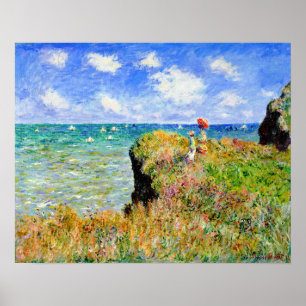 Clifftop Spaziergang in Pourville von Claude Monet Poster