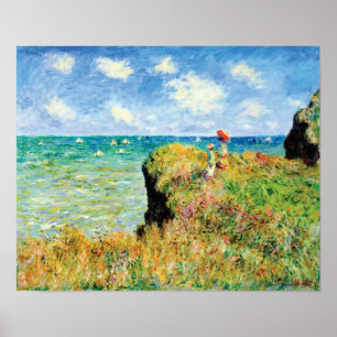 Clifftop Spaziergang in Pourville von Claude Monet Poster