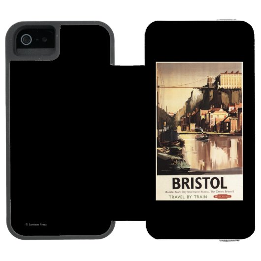 Clifton Hängebrücke und Boote Incipio iPhone Geldbeutel-Hülle (Folio Geöffnet)