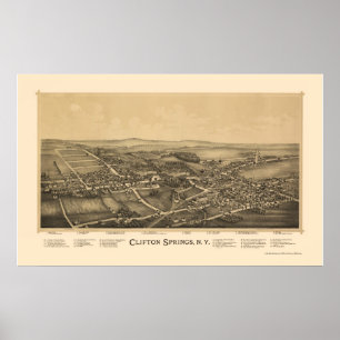Clifton Springs, NY Panoramic Map - 1892 Poster