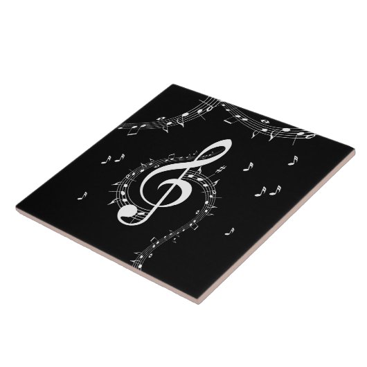 Climactic G Clef Music Black Fliese (Seite)