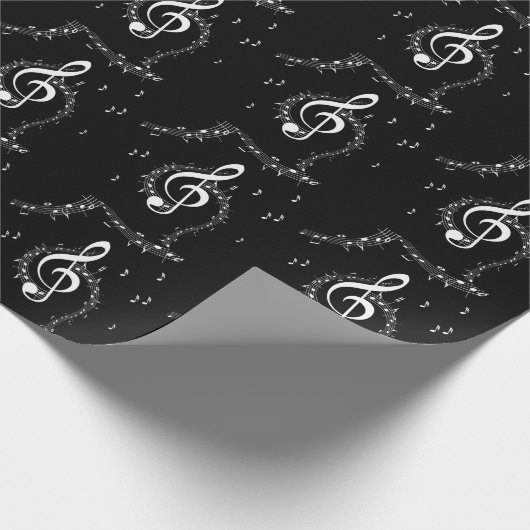 Climactic G Clef Music Black Geschenkpapier (Ecke)