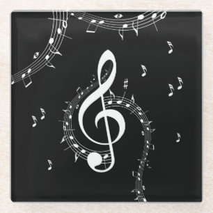 Climactic G Clef Music Black Glasuntersetzer