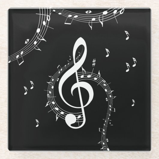 Climactic G Clef Music Black Glasuntersetzer (Vorderseite)