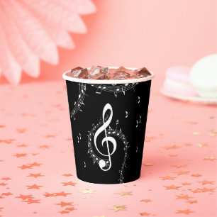 Climactic G Clef Music Black Pappbecher