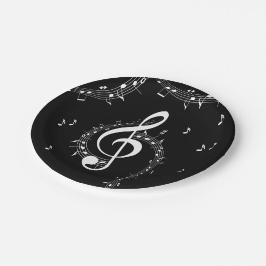 Climactic G Clef Music Black Pappteller (Schrägansicht)