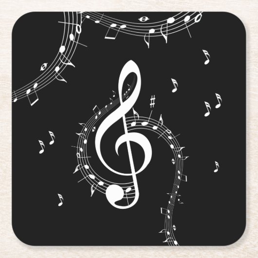 Climactic G Clef Music Black Rechteckiger Pappuntersetzer (Vorderseite)