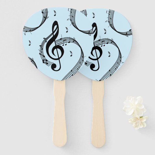 Climactic G Clef Music Blue Fächer (Vorne und Hinten)