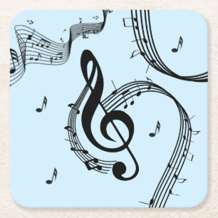 Climactic G Clef Music Blue Rechteckiger Pappuntersetzer